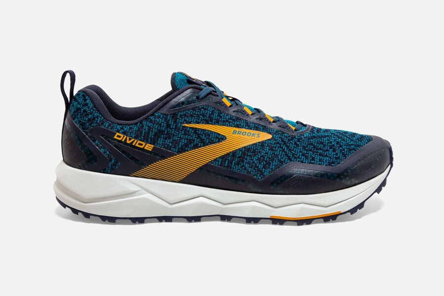 Brooks Divide Mens UK - Trail Running Shoes - Blue/Navy/Gold 435-ZXKERP